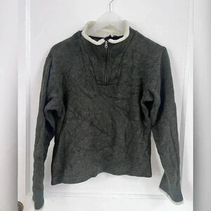 Alf Womens Small Sherpa Alfpaca Fleece 1/4 Zip Pullover Green Ski Hike Size M